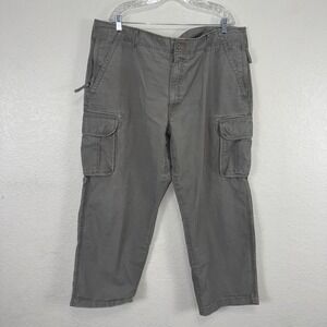 LL Bean Pants Mens 44x29 Gray Allagash Cargo Canvas Outdoor Hiking Work Utility